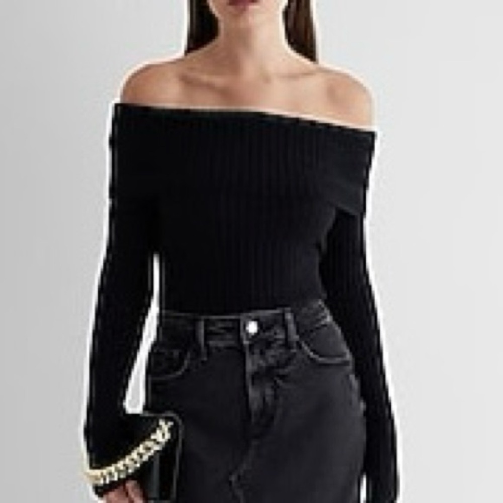 EXPRESS Black Off-Shoulder Sweater